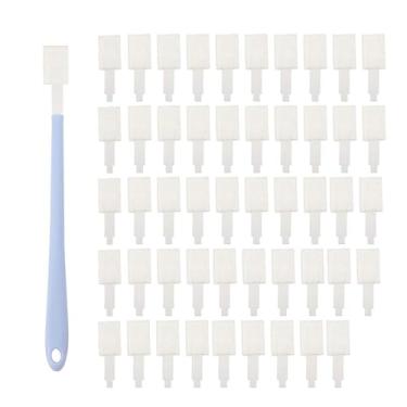 Imagem de 50 peças + 1 alça, conjunto de escovas de limpeza descartáveis - adequado para pequenos espaços, cantos e fendas - perfeito para janelas, eletrodomésticos, carros, etc