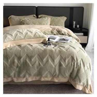 Imagem de Jogo de cama luxuoso, macio, de veludo, fofo, jogo de lençol com elástico, para inverno, espesso, conjunto de cama king size (D King)