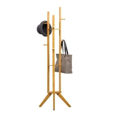 Imagem de SLGGPJBU Cabideiro, cabide para casacos, cabide de bambu, várias camadas, suporte para roupas, suporte para chapéu para armazenamento no quarto, escritório, cabide de roupas no corredor