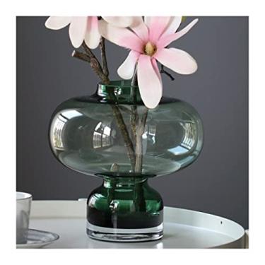 Imagem de WUHUQN Vaso de flores verde vaso de vidro cristal vasos de flores vasos de flores decoração de casa vaso de design vaso para arranjo floral