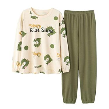 Imagem de HHHJQFAAT Pijamas femininos roupas de casa para mulheres, pijamas para mulheres, pijama de outono, terno para casa (8313 XX)