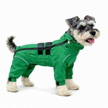 Imagem de Jaqueta impermeável para cães, leve, impermeável, refletiva, segurança para cães, à prova de vento, à prova de neve, colete para cães pequenos, médios e grandes, verde, G