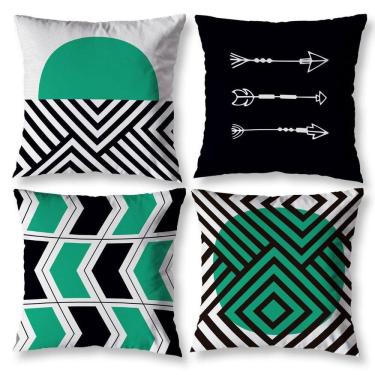 Imagem de Kit 4 Capas De Almofada Sala 40Cm X 40Cm Estampadas Flechas