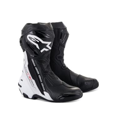 Imagem de Alpinestars Botas de motocicleta Supertech R Vented Racing, certificação CE, leves, ventilação e aderência avançadas, 44, preto/branco
