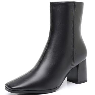 Imagem de Greemarliy Botas femininas elegantes de salto bloco com design clássico de bico fino, Preto, 34