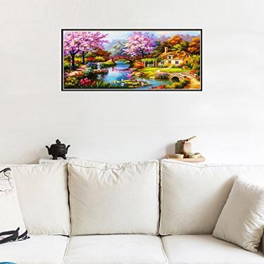 Imagem de Kit de Pintura com Diamantes 5D DIY Padrão Paisagem Mosaico Strass Bordado Ponto Artesanato Decoração Parede Residencial