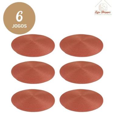 Imagem de Kit 4 6 Jogo Americano Colorido 9 Cores Redondo Mesa Posta Conjunto Mu