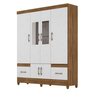 Imagem de Guarda Roupa 6 Portas Com Espelho Ms912 Naturale Branco