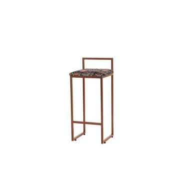 Imagem de Banqueta Alta Pietra Em Suede Com Armação Dourada