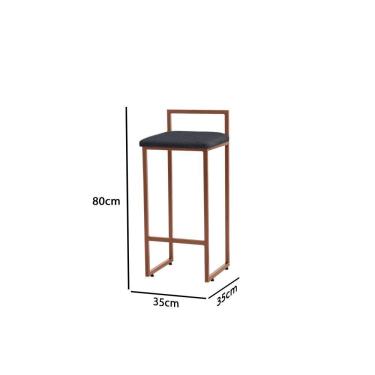 Imagem de Banqueta Alta Decorativa Pietra Em Linho Com Armação Dourada