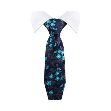 Imagem de Gravata Masculina Slim Paisley De 36 Cores, Luxuosa, Azul Vintage, Par