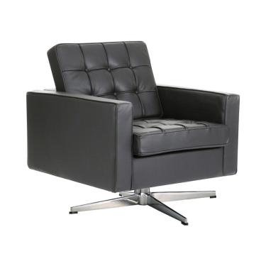 Imagem de Poltrona Fk Giratória Couro Sintético Preto Base Alumínio