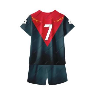 Imagem de Conjunto De Camiseta E Calção De Futebol Masculino Infantil De Secagem