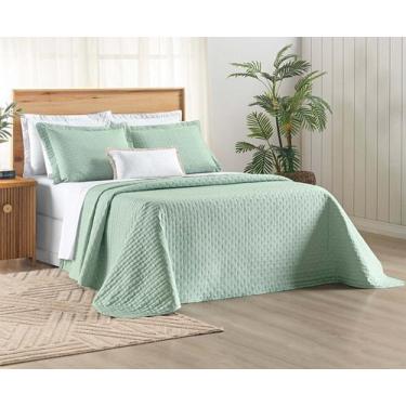 Imagem de Cobre Leito Casal Box Padrão Percale Bordado Colcha Lisa Verity 3 Peça