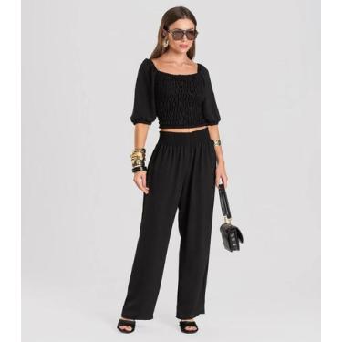 Imagem de Calça Feminina Pantalona Dianna Preto, G, Preto