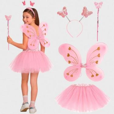 Imagem de Fantasia Infantil Borboletinha pra Menina de Carnaval Kit com Asa Saia