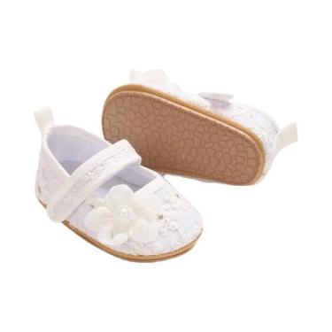 Imagem de Sapatos De Batismo Para Meninas Recém-Nascidas, Brancos, Com Solado De