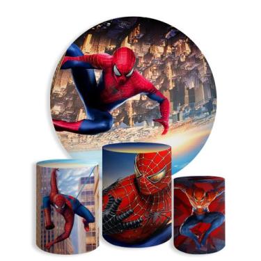 Imagem de Capas Painel Redondo Cilindros Decoração Herói Aranha - Genérica