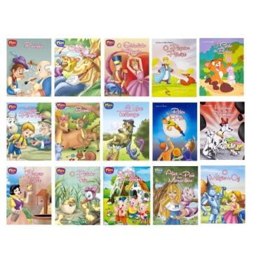 Imagem de Kit C/ 15 Mini Livros Clássicos da Literatura Fábulas Histórias SORTID