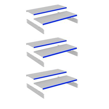 Imagem de Kit 3 Bandeja Gondola Rack FIT Branco 6X 30x90 CH22 Pe Azul