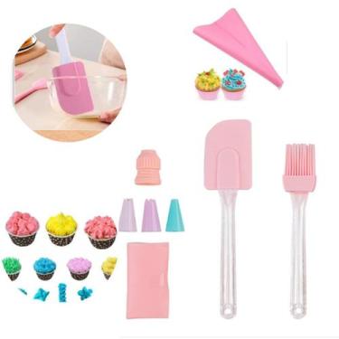 Imagem de Kit Confeiteiro 7 Peças Silicone Pincel Espátula Decoração de Bolo - A