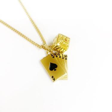 Imagem de Colar Laroiê Maria Navalha/Zé Pilintra dourado-Baralho Dado - Le Rouge