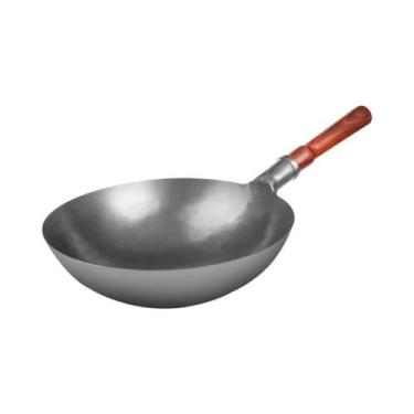 Imagem de Wok Tradicional De Ferro Forjado À Mão, Panela Antiaderente Com Cabo D