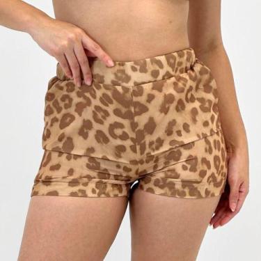 Imagem de Saída de Praia Bana Bana Shorts Estampado Feminino, P, Onça