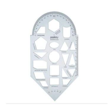 Imagem de Régua Gabarito Para Geometria - Waleu