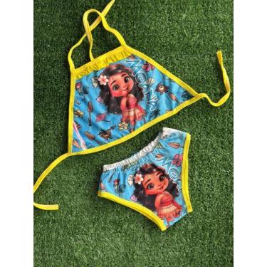 Imagem de Biquini Menina Infantil Temático 2 Peças Moana Amarelo - aurea, G