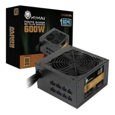 Imagem de Fonte Mymax ATX 600w Semi Modular 80 Plus Bronze PFC Ativo
