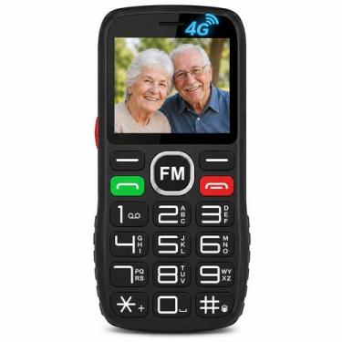 Imagem de Celular para Idoso 4G Dual Chip Botão SOS Lanterna Rádio FM MP3 fácil 
