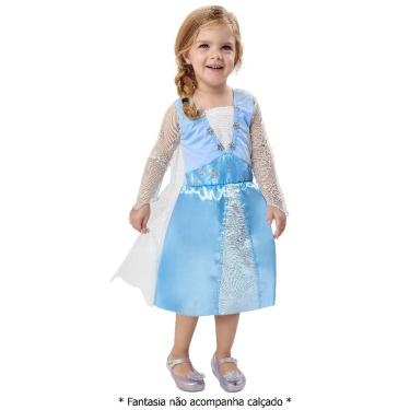 Fantasia Vestido Elsa Frozen Som e Luz com Capa