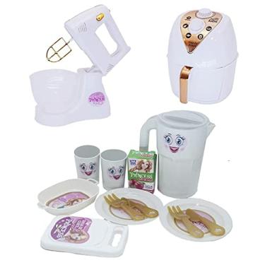 Imagem de Kit Cozinha Princesa Menina Eletro Jantar Brinquedo 14pç
