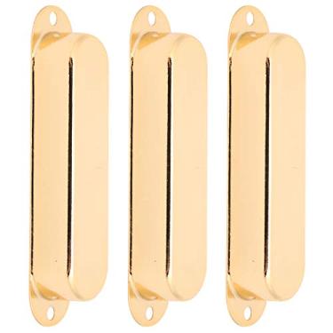 Imagem de 3 peças de capa de captador fechada, captador de bobina única para guitarra, sem furo de latão, fácil de instalar e remover instrumentos, acessórios musicais (dourado)