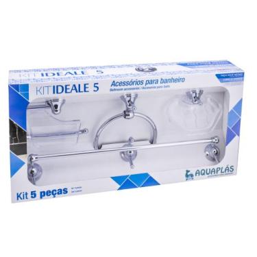 Imagem de Kit De Banheiro Linha Ideale 5 Peças Cromado Cristal - Aquaplás