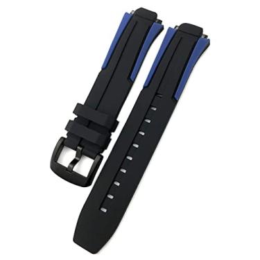 Imagem de GANYUU Pulseira de relógio à prova d'água de silicone de borracha de 18mm para T111417 pulseira de pulso relógio de quartzo masculino acessórios esportivos femininos (cor: preto azul preto, tamanho: 18mm)