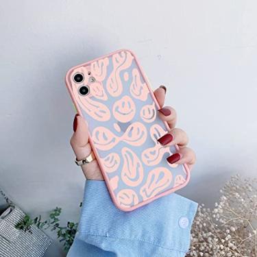 Imagem de Capas de telefone de rosto sorridente engraçado para iphone 11 12 13 pro max 6s 7 8 plus se2020 x xs max xr capa traseira dura fosca, rosa smiley 3, para iphone13 pro