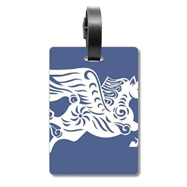 Imagem de Ano de Cavalo Animal China Zodíaco Mala Etiqueta Bagagem Cartão Pendurado Etiqueta Scutcheon Etiqueta, Multicolorido.