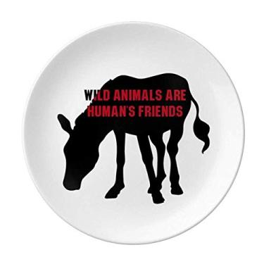 Imagem de Wild Animals Are Humans Friends Prato decorativo de porcelana para mesa de jantar