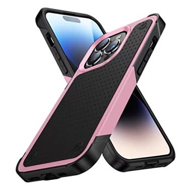 Imagem de MOESOE Compatível com capa para iPhone 12 Pro MAX, 2 em 1 resistente, híbrida, rígida, PC macio, TPU à prova de choque, antiderrapante, anti-riscos, capa protetora - rosa + preto
