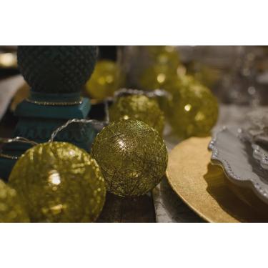 Imagem de Cordão de luz Dourado Natal adorno de guirlandas decoração mesa posta natalina 20 leds