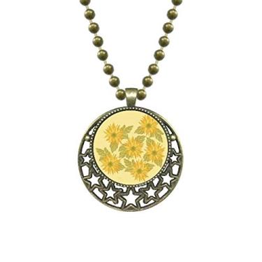Imagem de DIYthinker Pingente de flor pintado à mão com pingente de girassol, verde e estrela, joia de corrente de lua