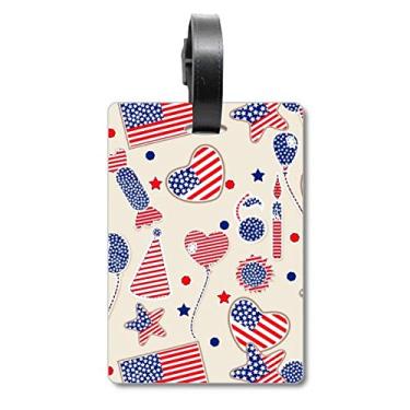 Imagem de Balão dos EUA, bandeira de coração, estrela, festival, mala, etiqueta, etiqueta de bagagem, etiqueta para guardar cartão