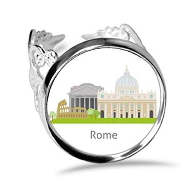Imagem de DIYthinker Anel de noivado de casamento com paisagem nacional da Itália Roma
