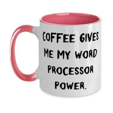 Imagem de Coffee Give Me My Word Processor Power. Caneca de dois tons de 325 ml, processador de texto presente da Boss, copo inspirador para colegas