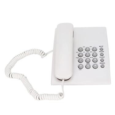 Imagem de Telefone Com Fio de Mesa, KX-T435 Telefones Fixos Sem Fio Com Volume Ajustável Identificador de Chamadas para Escritórios Residenciais e Hotéis Sem Bateria, Identificador de Chamadas (Branco)