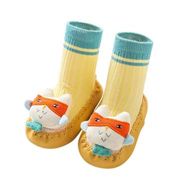 Imagem de Sandálias para meninas pré-andador sapatos 3D meninas Natal chinelo crianças meias luzes tênis sapatos meninas, 1102C - amarelo, 0-6 Meses