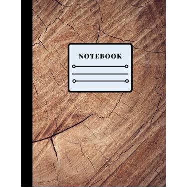 Imagem de Caderno de composição com papel pautado largo: Diário de caderno com lindo design de corte de madeira e caderno de exercícios pautado largo em branco para meninos, meninas, crianças, adolescentes e estudantes universitários