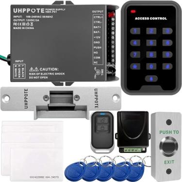 Imagem de UHPPOTE 125 kHz RFID EM ID teclado autônomo kit de controle de acesso de porta com botão de saída de controle remoto Strike Lock